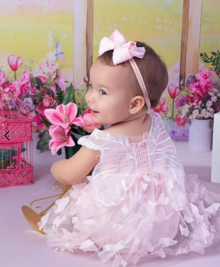 Pink Lace Butterfly Dress #1001153