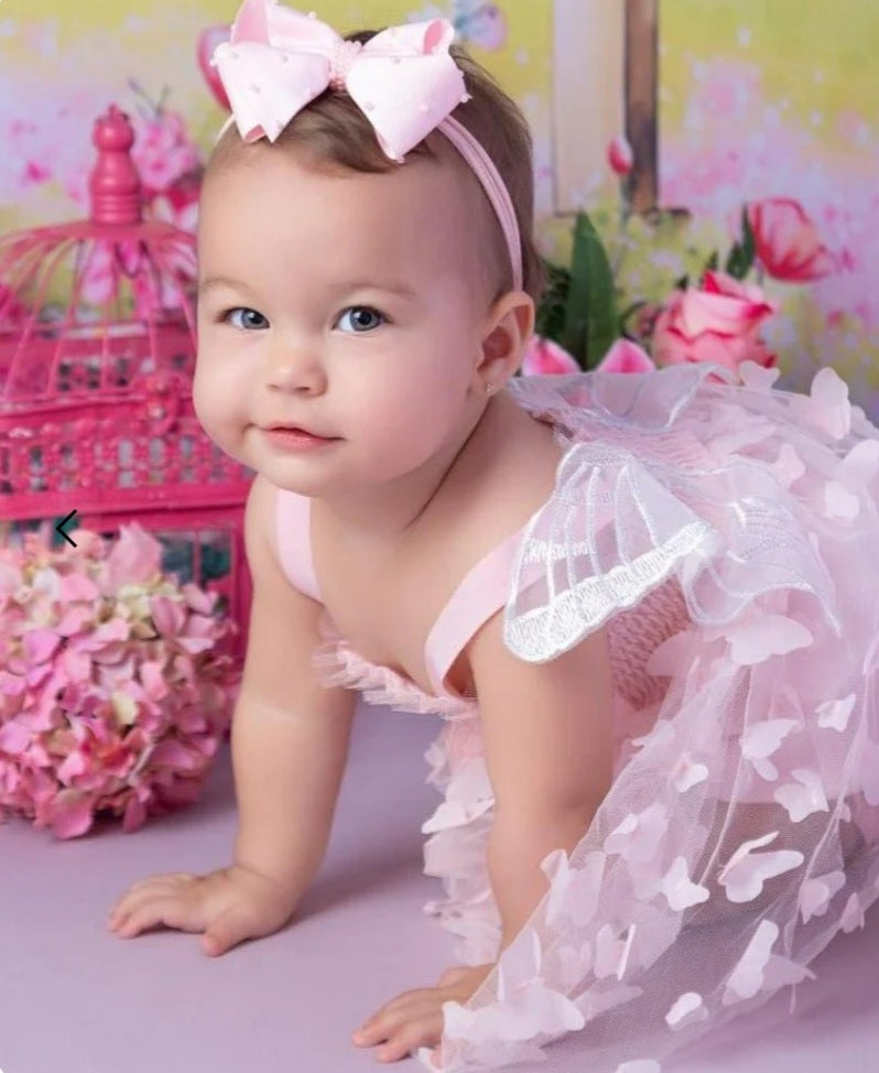 Pink Lace Butterfly Dress #1001153