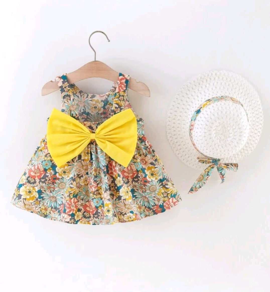 Floral Dress with Big Bow and Hat #1002
