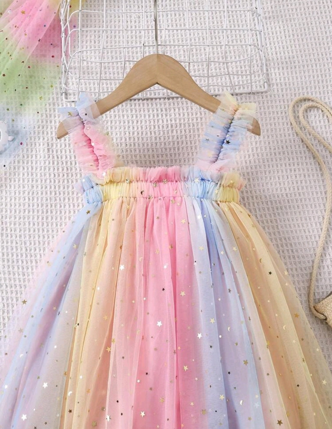 Rainbow Star Tulle Mesh Dress #1001197