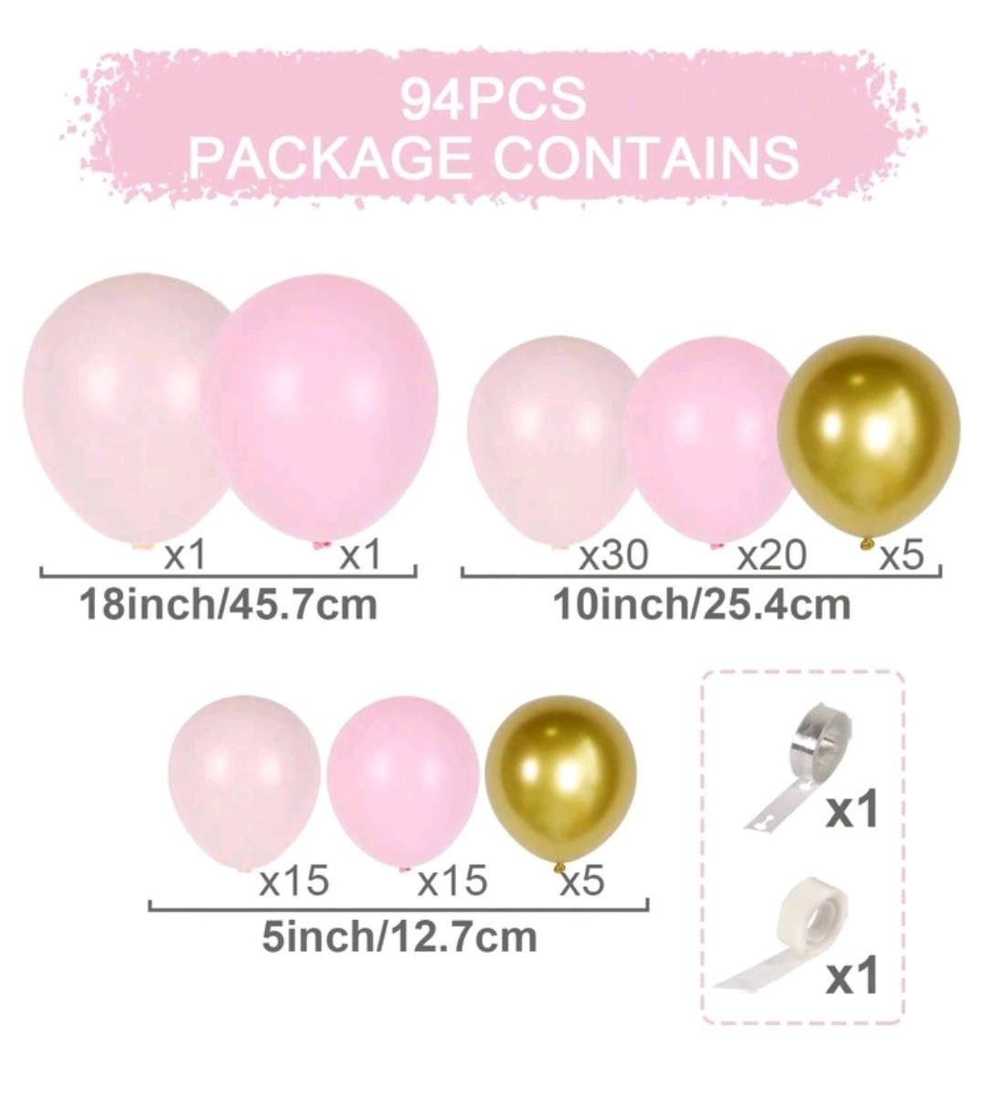 Balloon Garland Pink and Gold 92PCS #500046