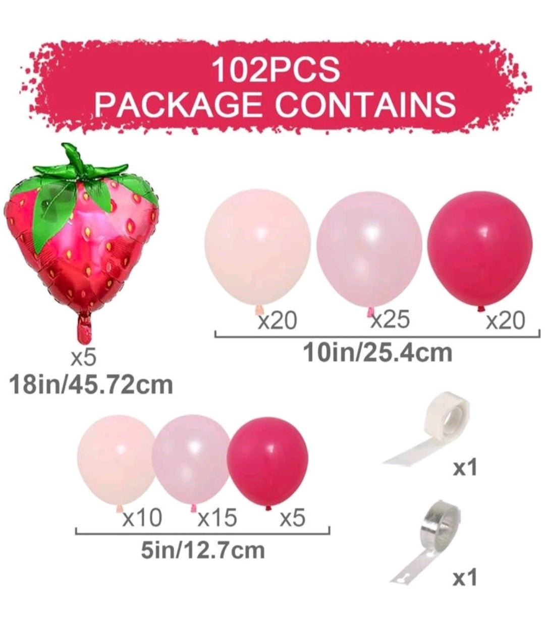 Strawberry Balloon Set 102PCS #500067