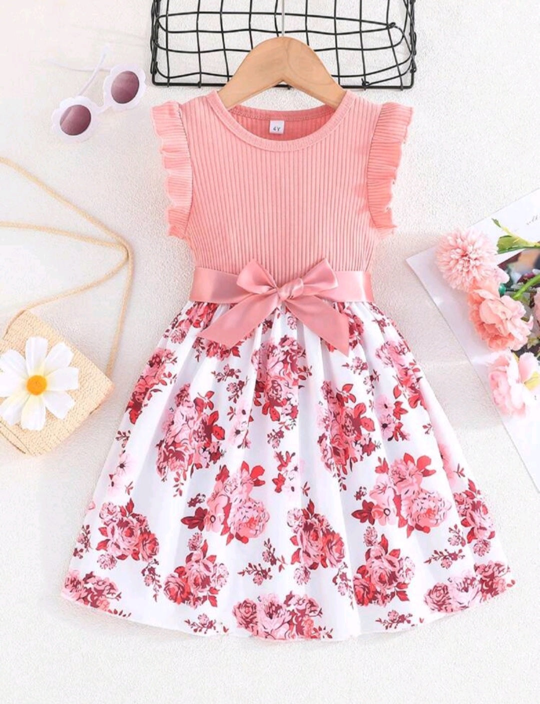 Pink Floral Dress and Belt #1000911