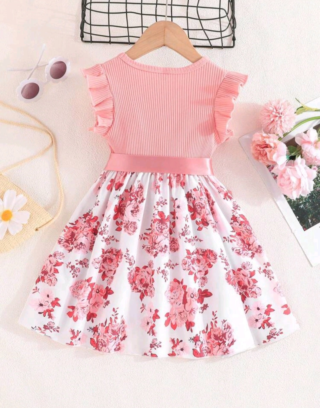 Pink Floral Dress and Belt #1000911