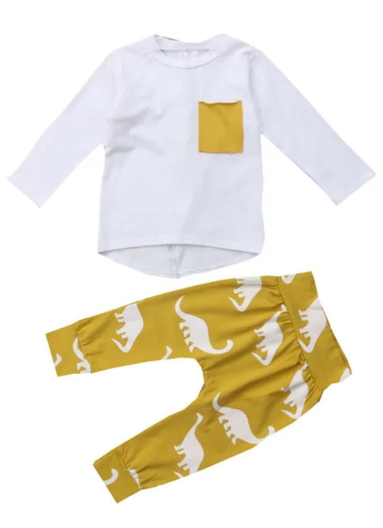 Yellow and White Dinosaur Tracksuit #200029