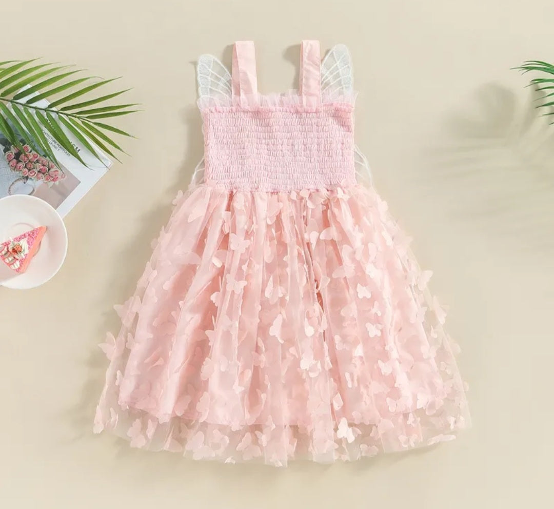 Pink Lace Butterfly Dress #1001153