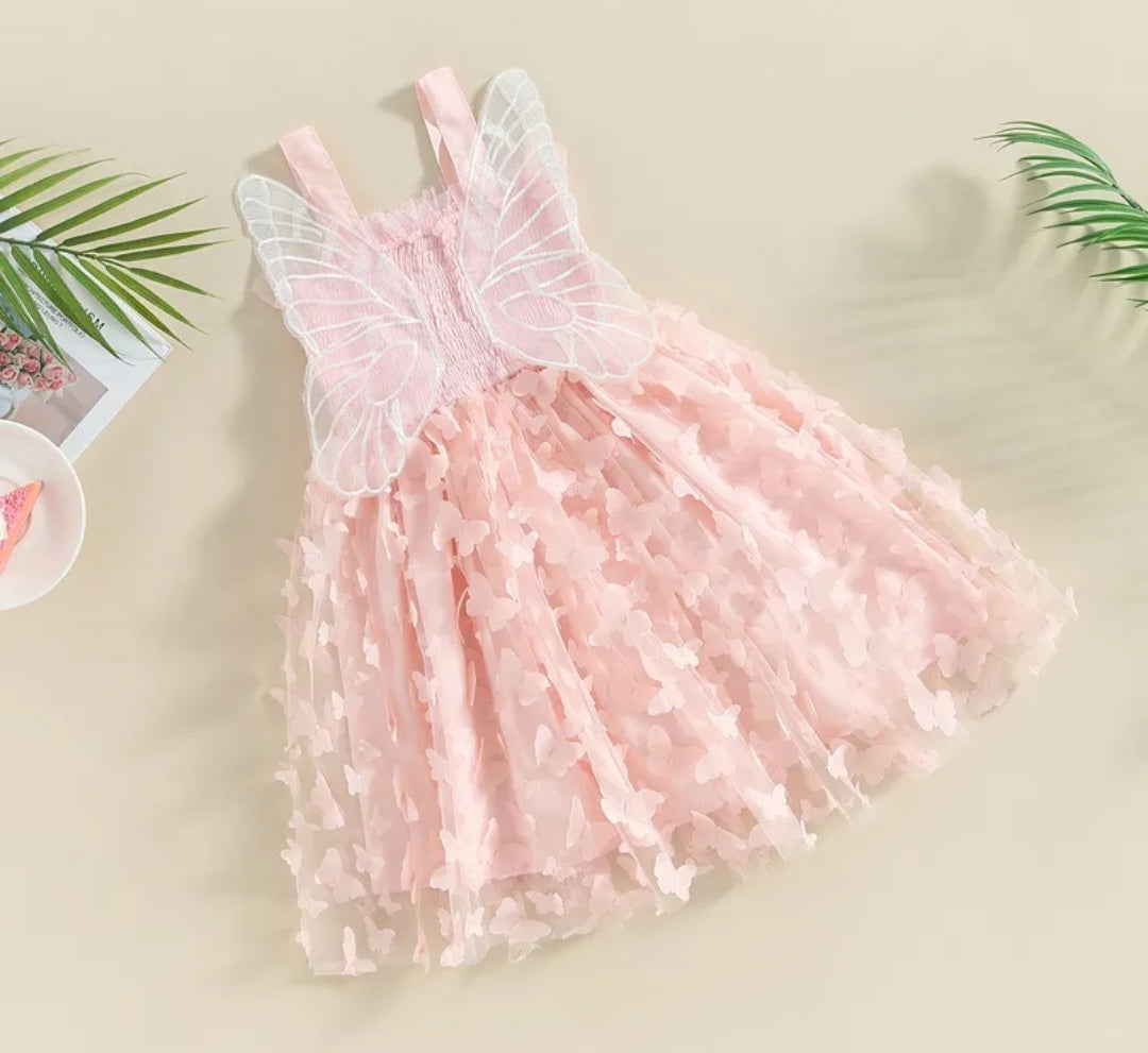 Pink Lace Butterfly Dress #1001153
