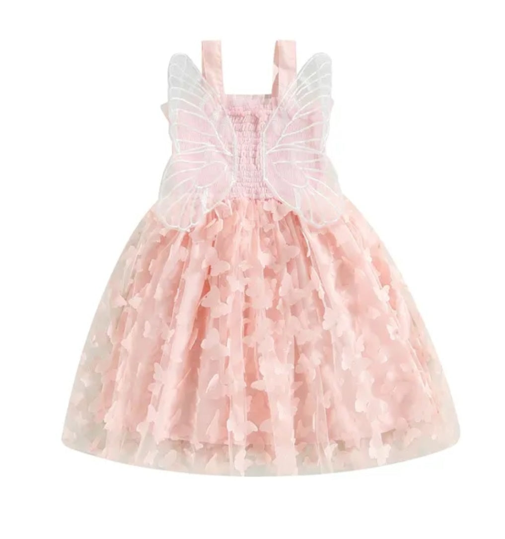 Pink Lace Butterfly Dress #1001153