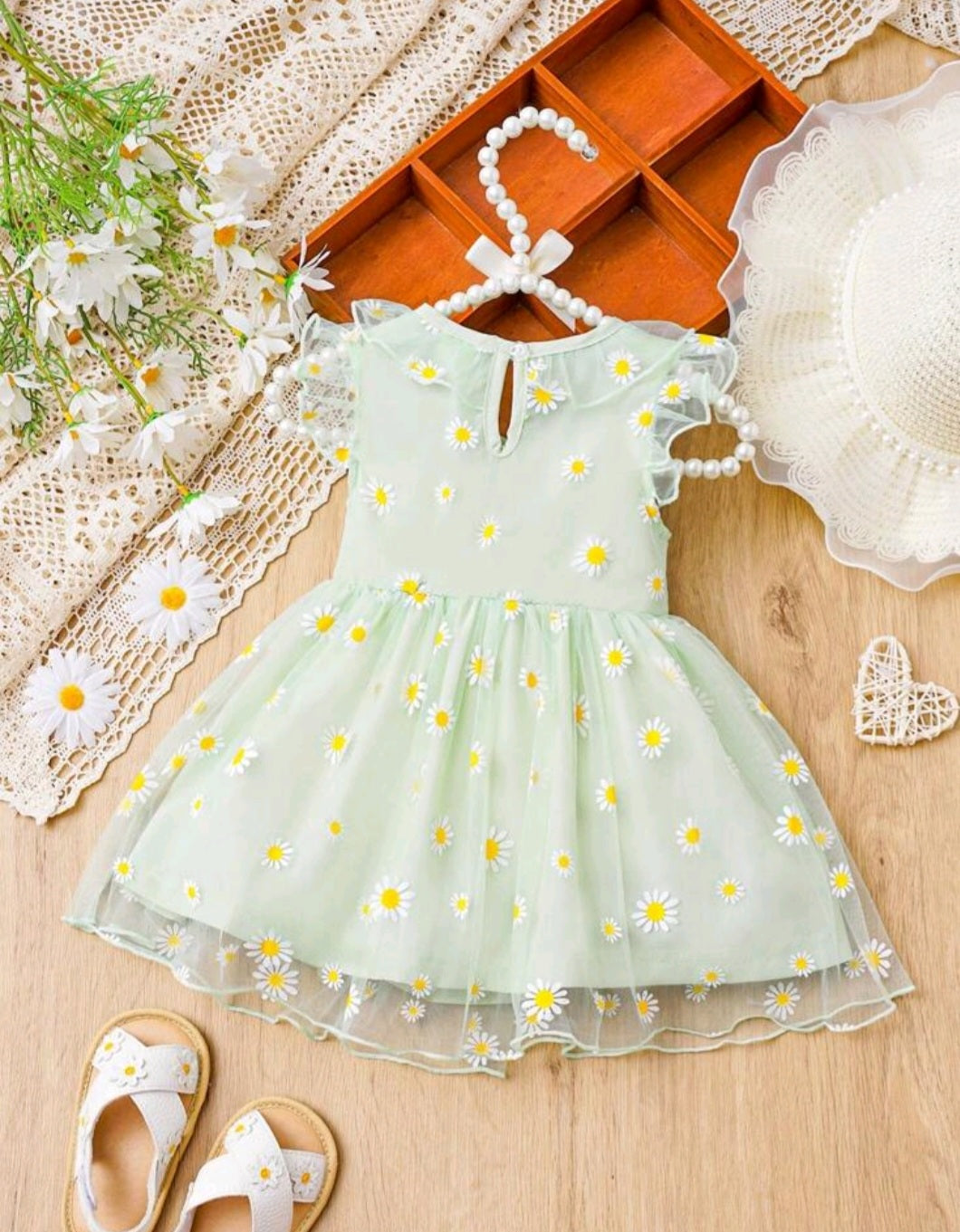 Green Daisy Tulle Dress #10022