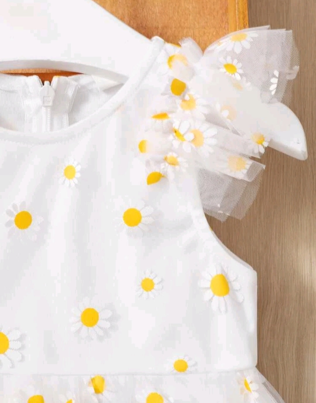 White Daisy Dress Ruffle Sleeve #10019