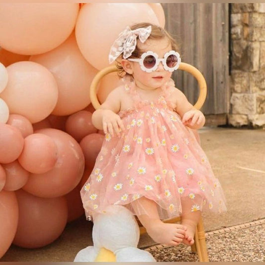Dusty Pink Daisy Tulle Dress #100091