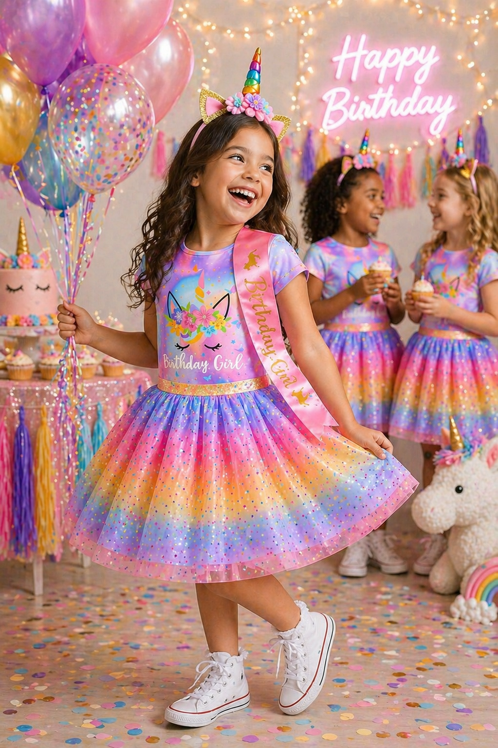 4 PCS Happy Birthday Unicorn Outfit  #1001041