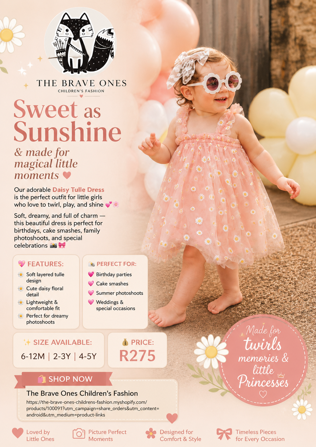 Dusty Pink Daisy Tulle Dress #100091