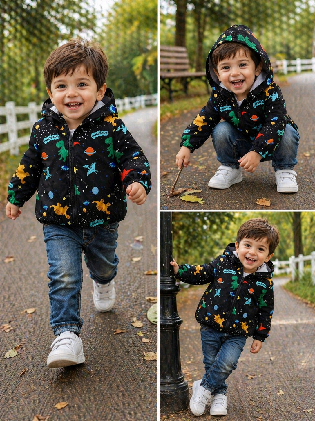Black Dinosaur Windbreaker Jacket #1001090