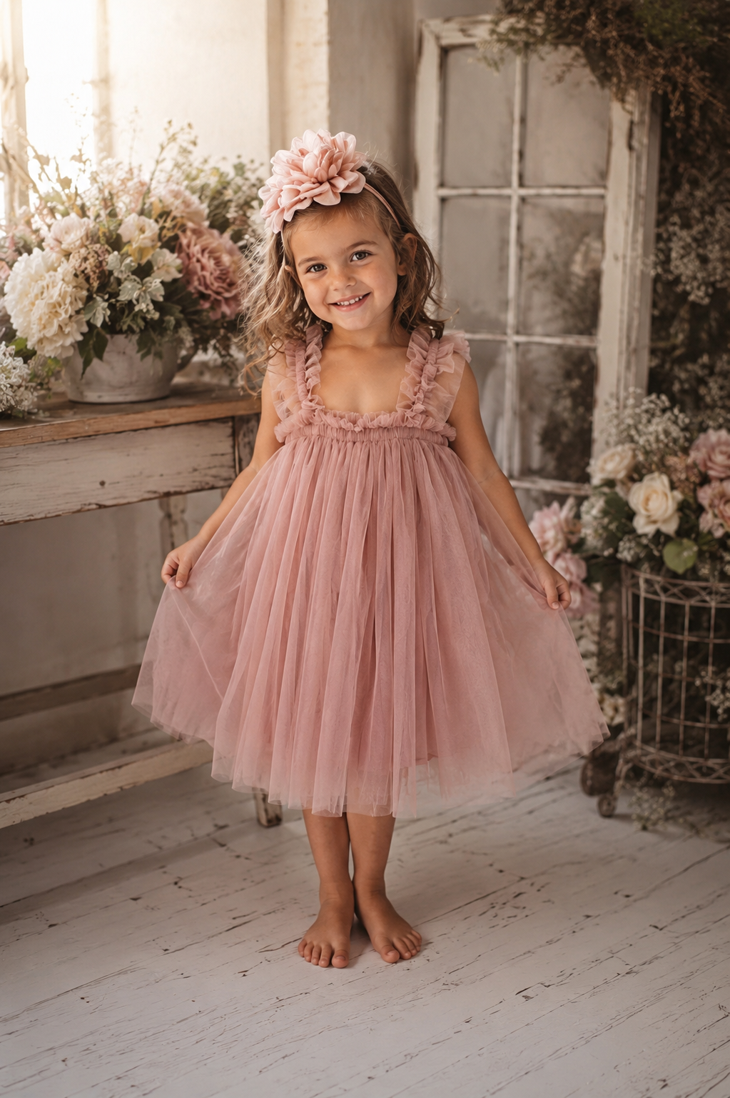 Dusty Pink Tulle Dress #1000951