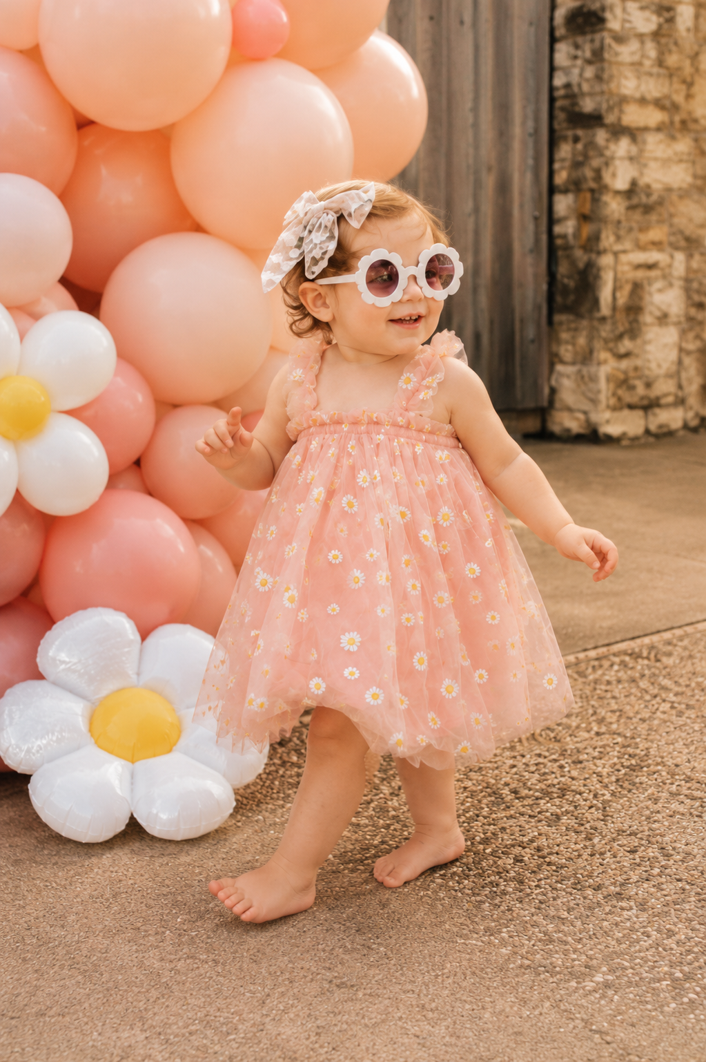 Dusty Pink Daisy Tulle Dress #100091