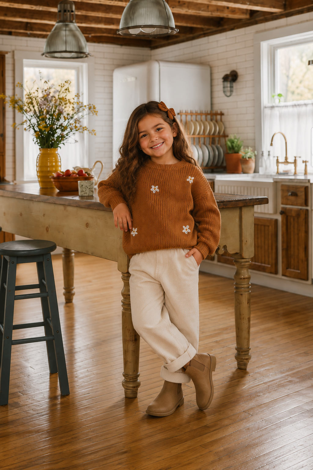 Tan Floral Sweater #1000227