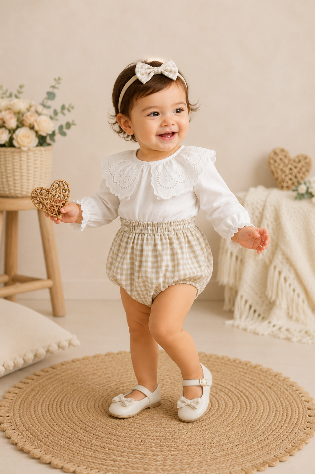 Lace Ruffle Collar Romper with Headband #10020035