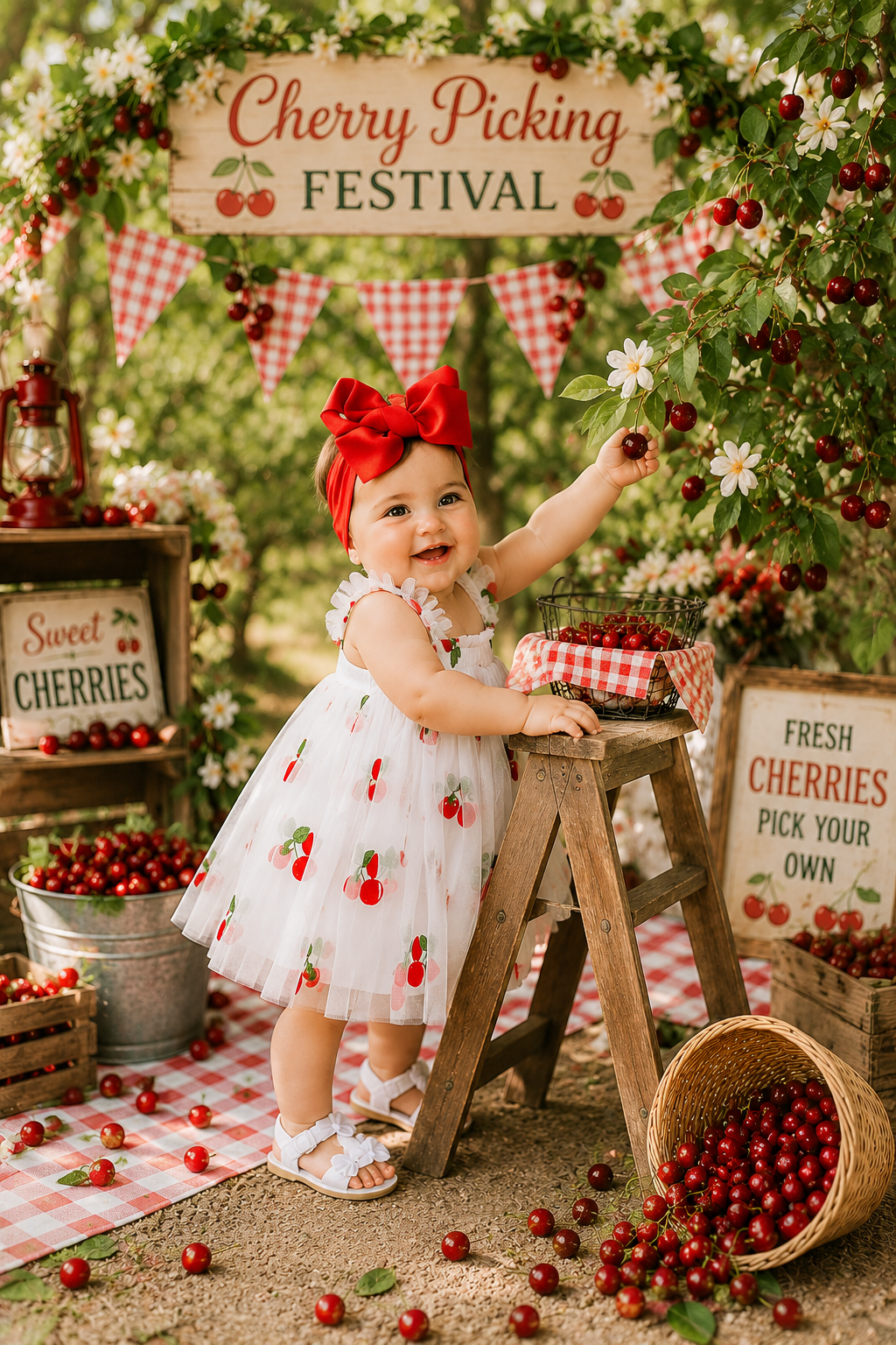 Embroidered Cherry Tulle Dress #1000123
