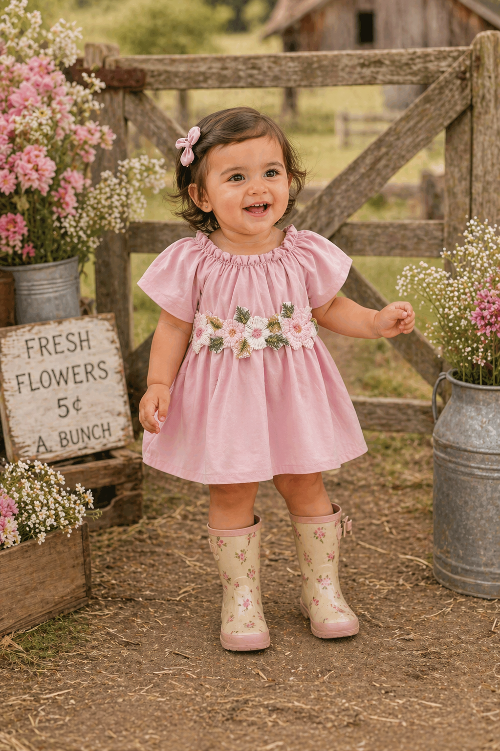Dusty Pink  On Or Off The Sholders Floral Dress #10013