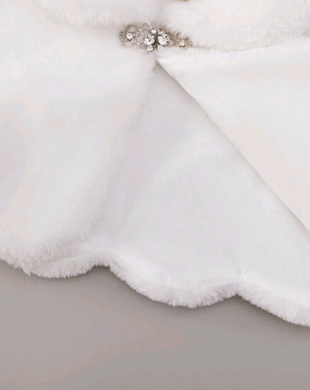 White Fur Shawl With Diamante Detail #1000965