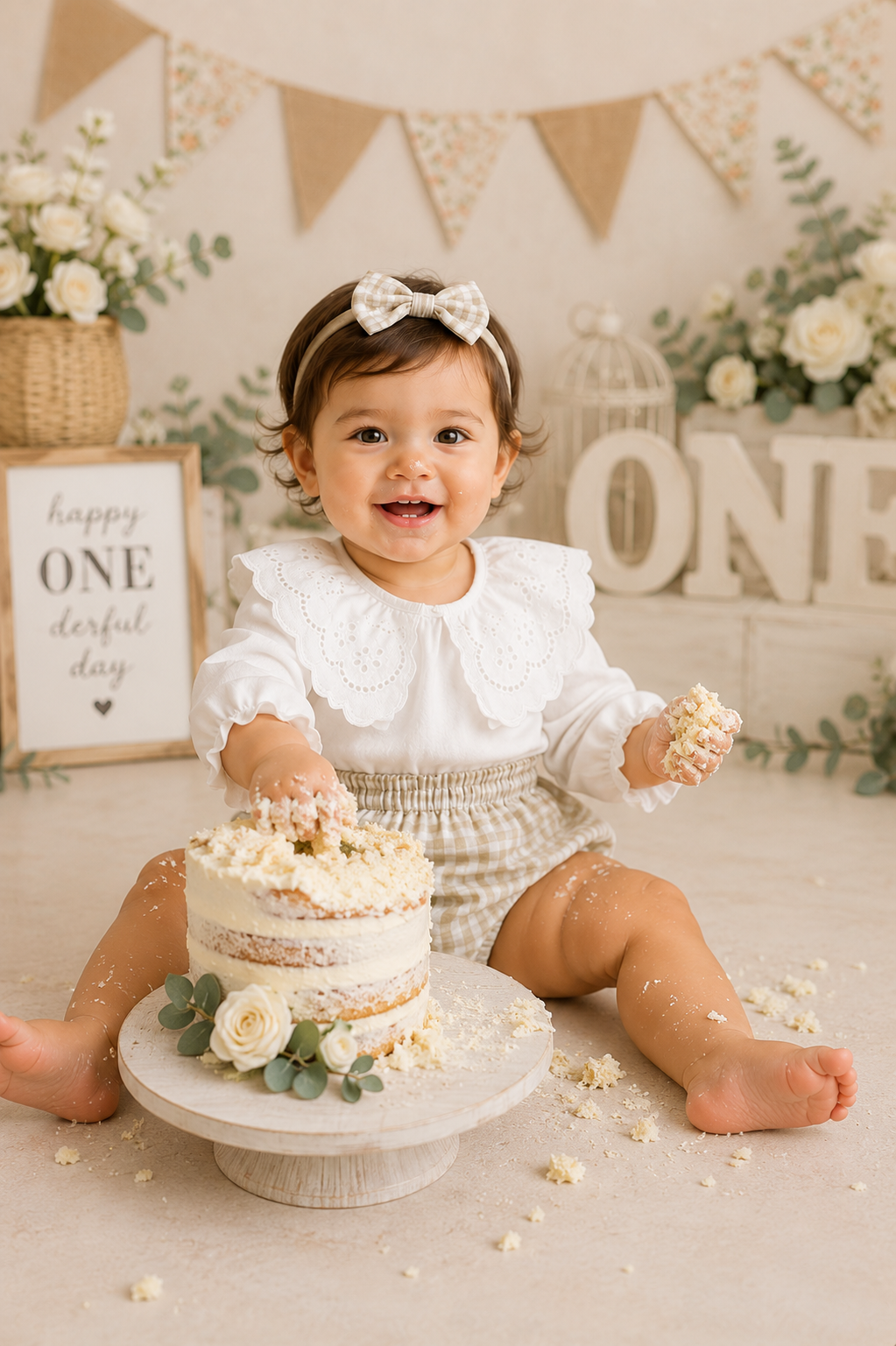 Lace Ruffle Collar Romper with Headband #10020035