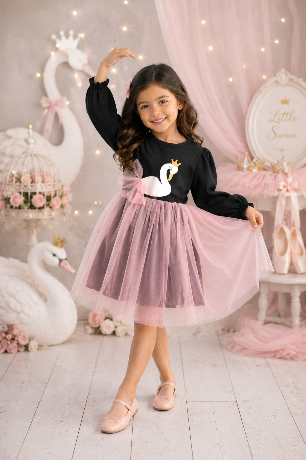 Swan Long Sleeve Dress #1001102