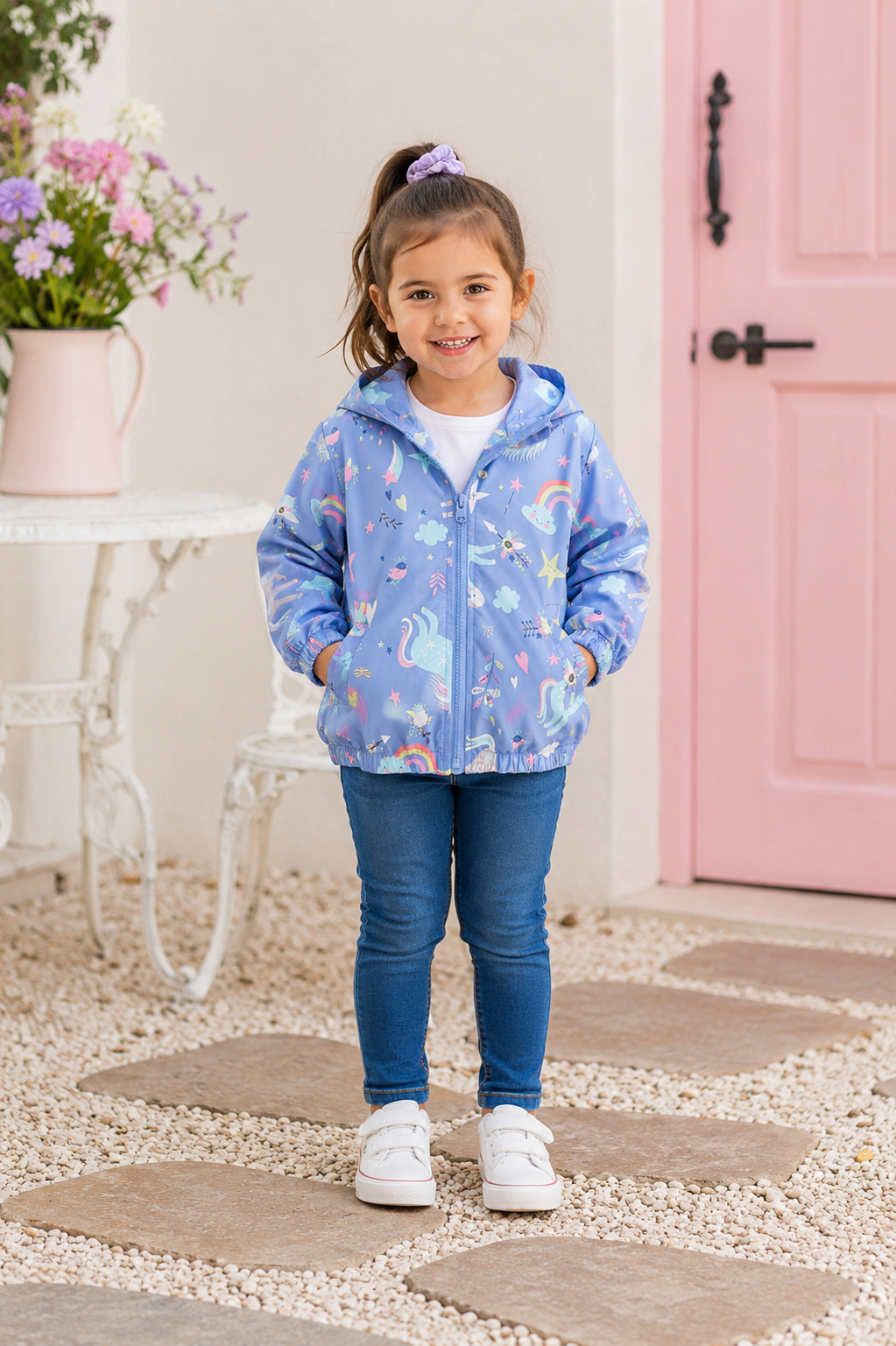 Blue Unicorn Rainbow Windbreaker Jacket #1001099