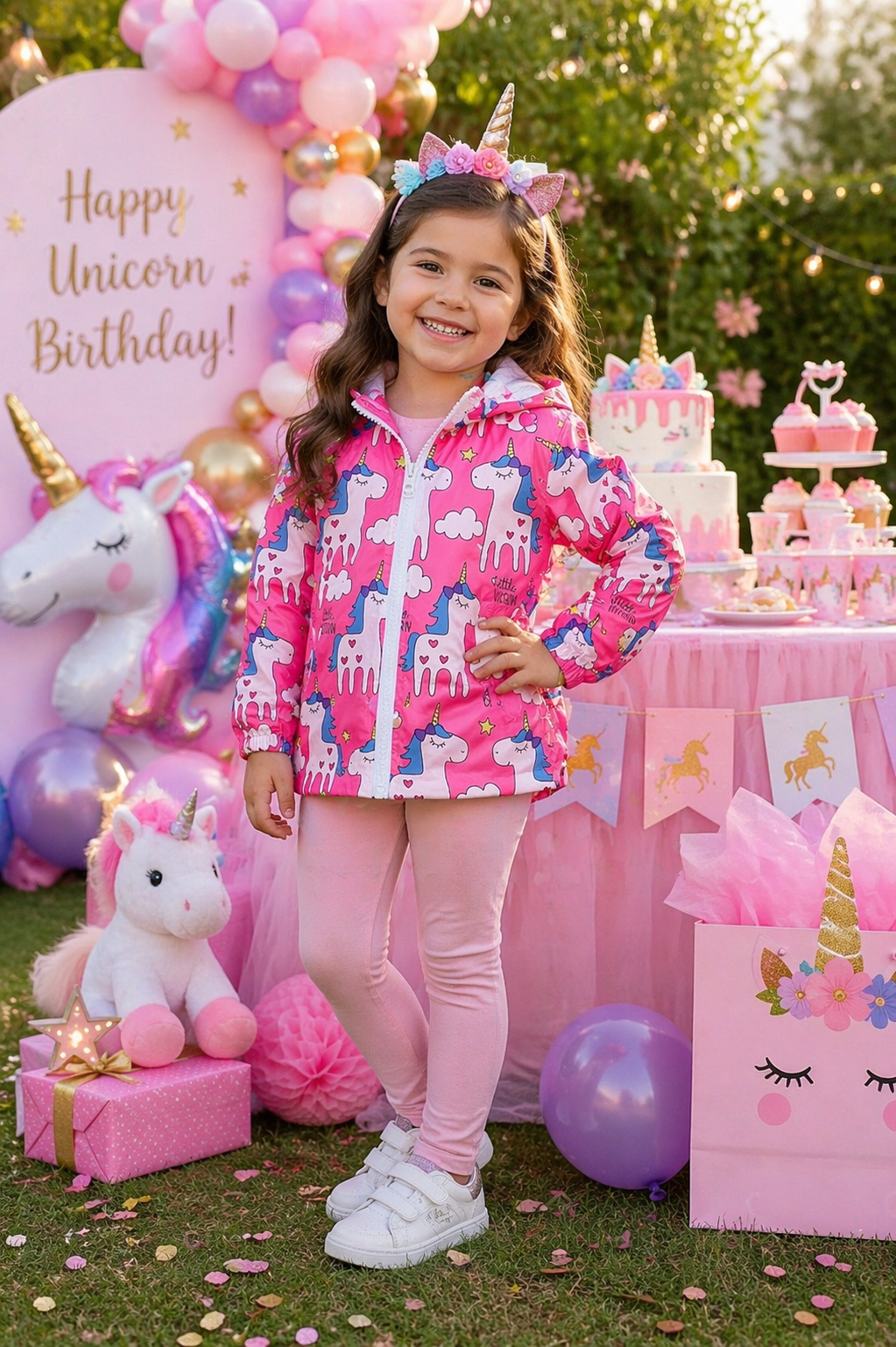Cerise Unicorn Hooded Windbreaker #1000208