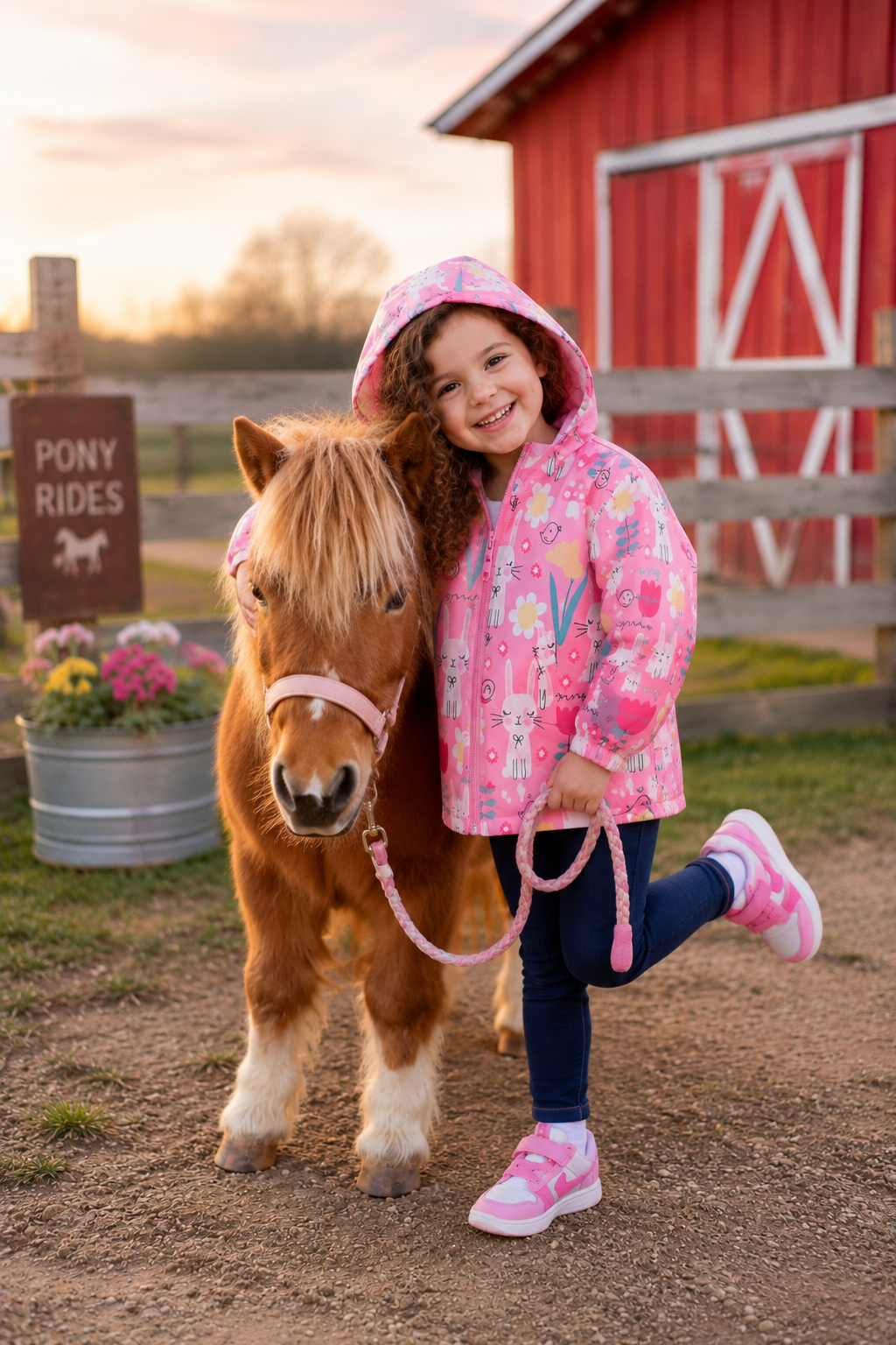 Pink Bunny Hooded Windbreaker #1000207