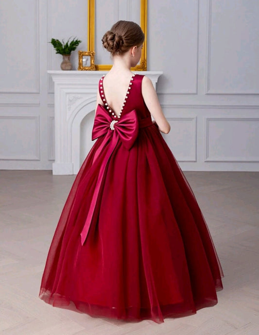 Maroon Special Occasions Dress with Big Bow #1000855