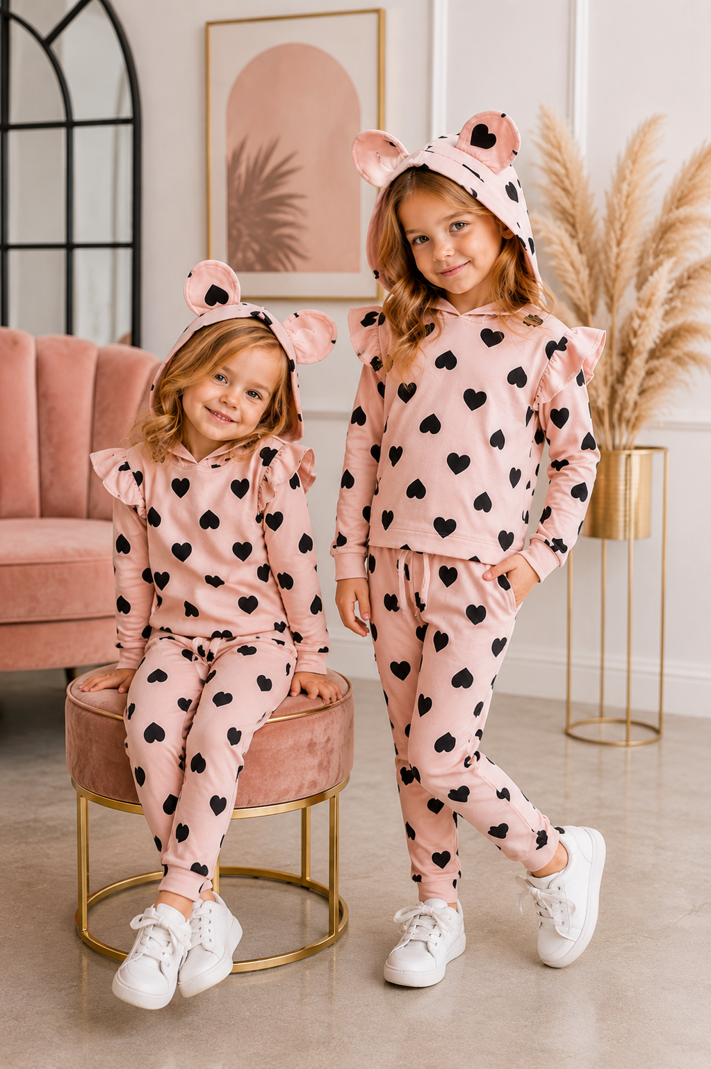 Pink Heart Hooded Tracksuit #1000301