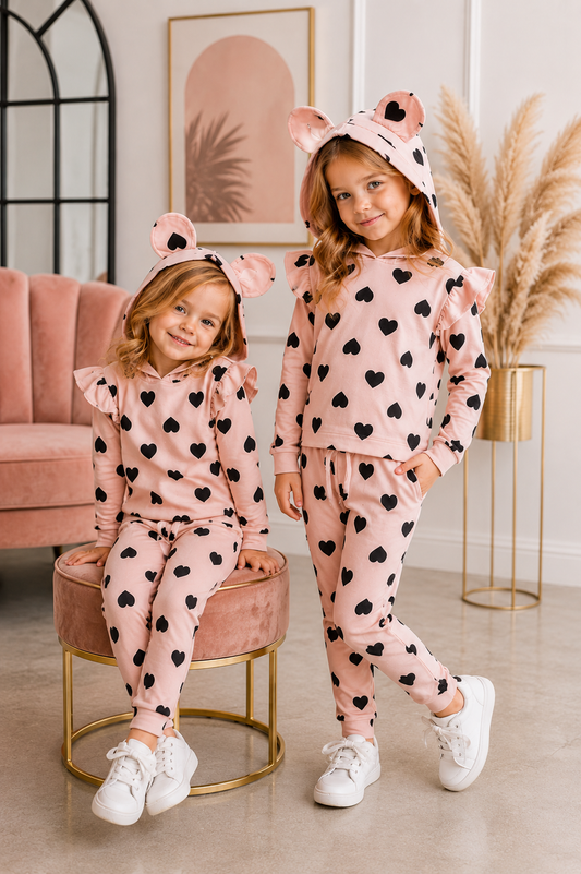 Pink Heart Hooded Tracksuit #1000301