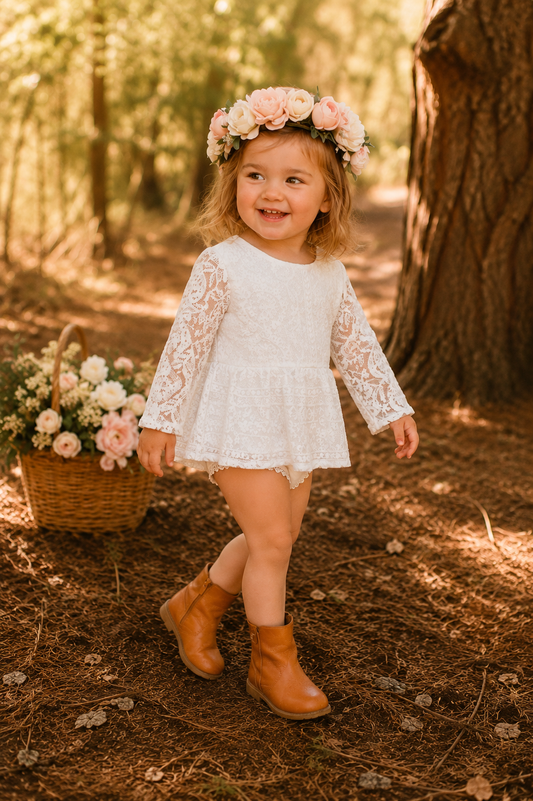 Long Sleeve Lace Romper Dress #1000667