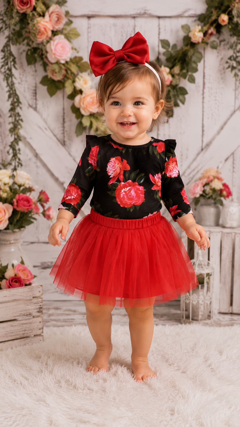 Rose Leotard, Red Tutu and Headband #1000140