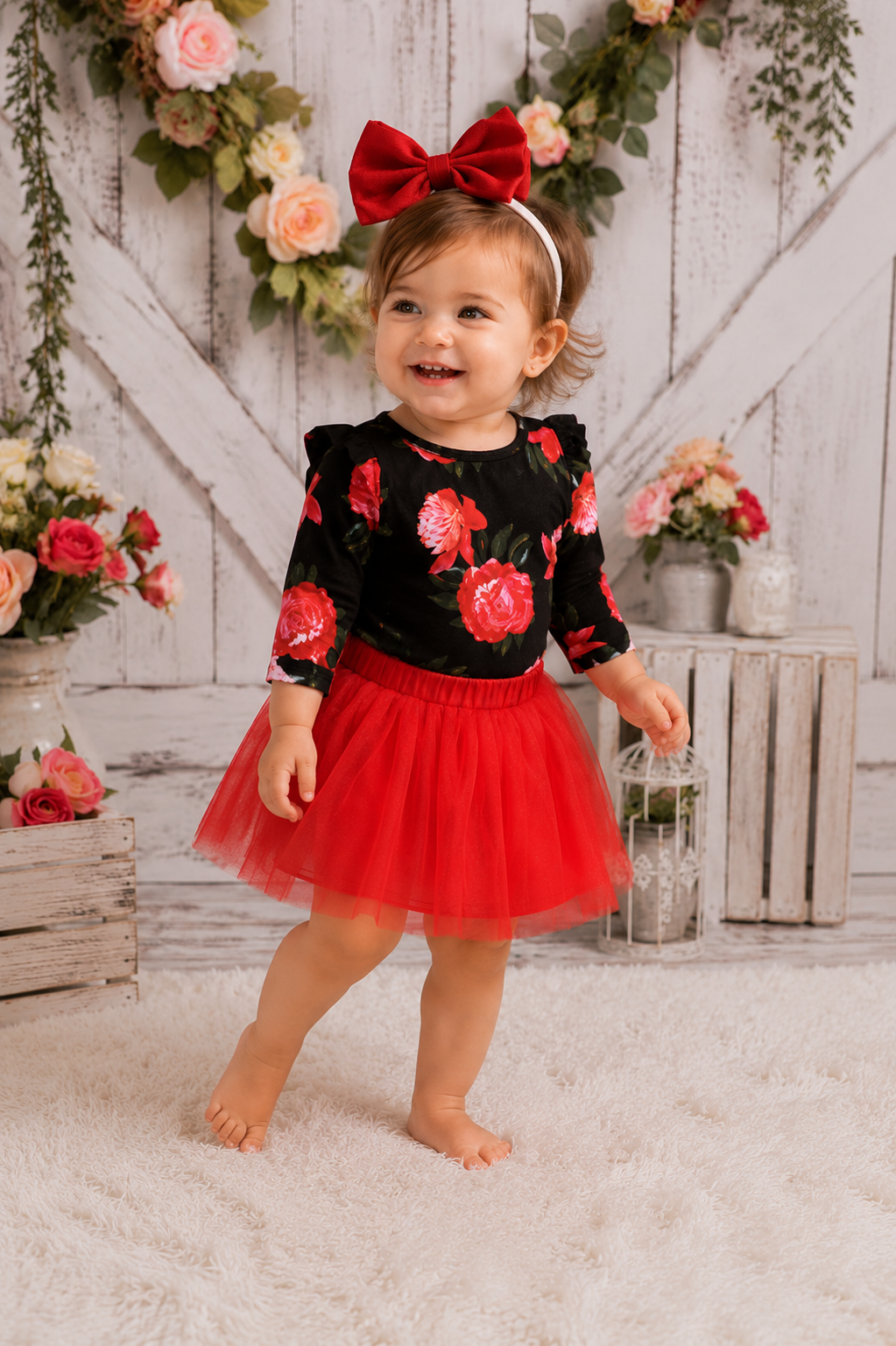 Rose Leotard, Red Tutu and Headband #1000140