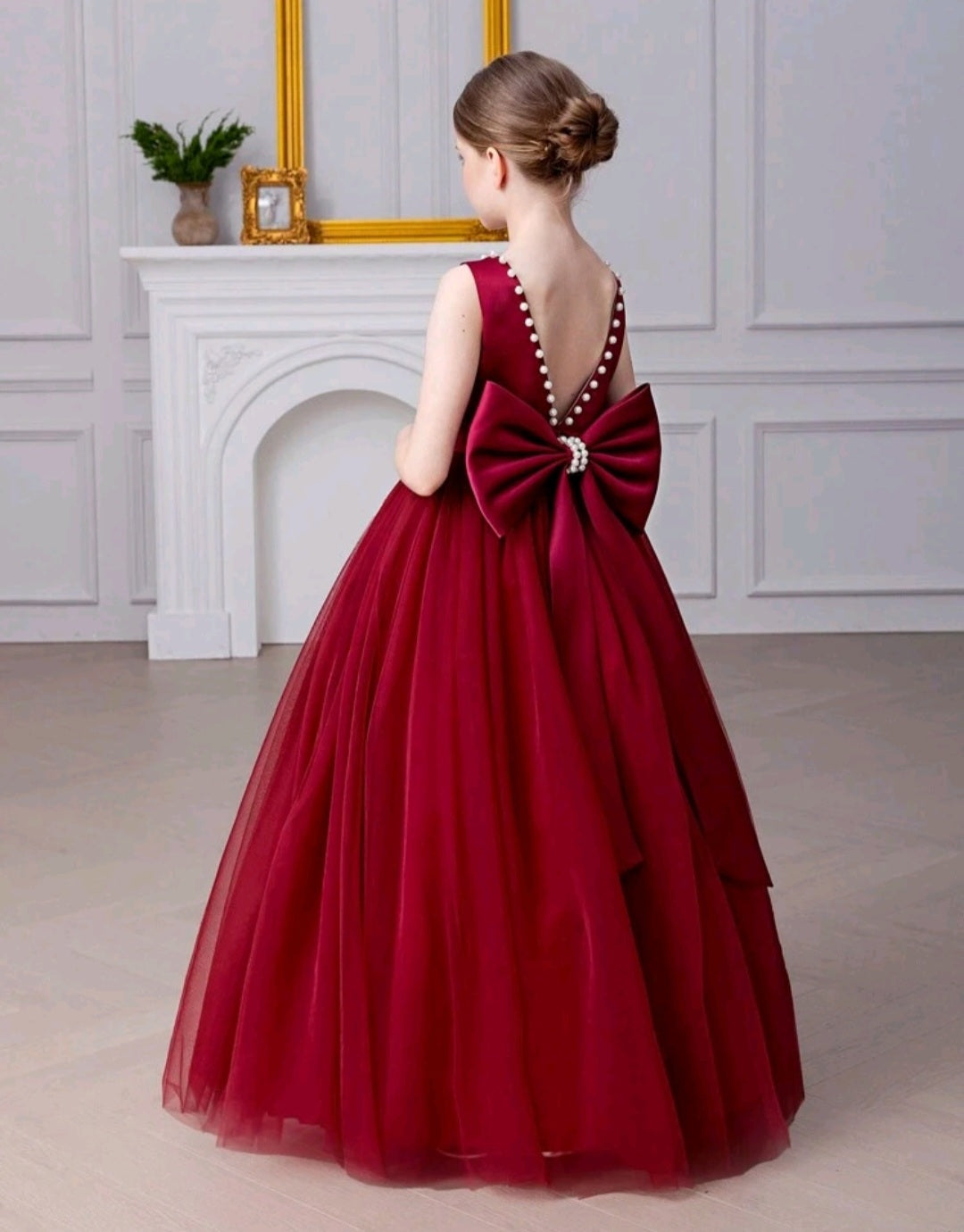 Maroon Special Occasions Dress with Big Bow #1000855
