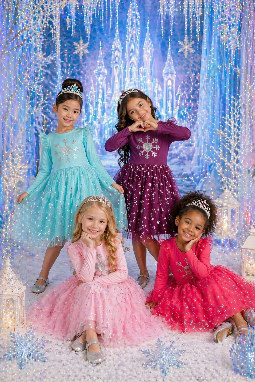 Blue Snow Princess Dress with Embroidered Snowflake #1002001