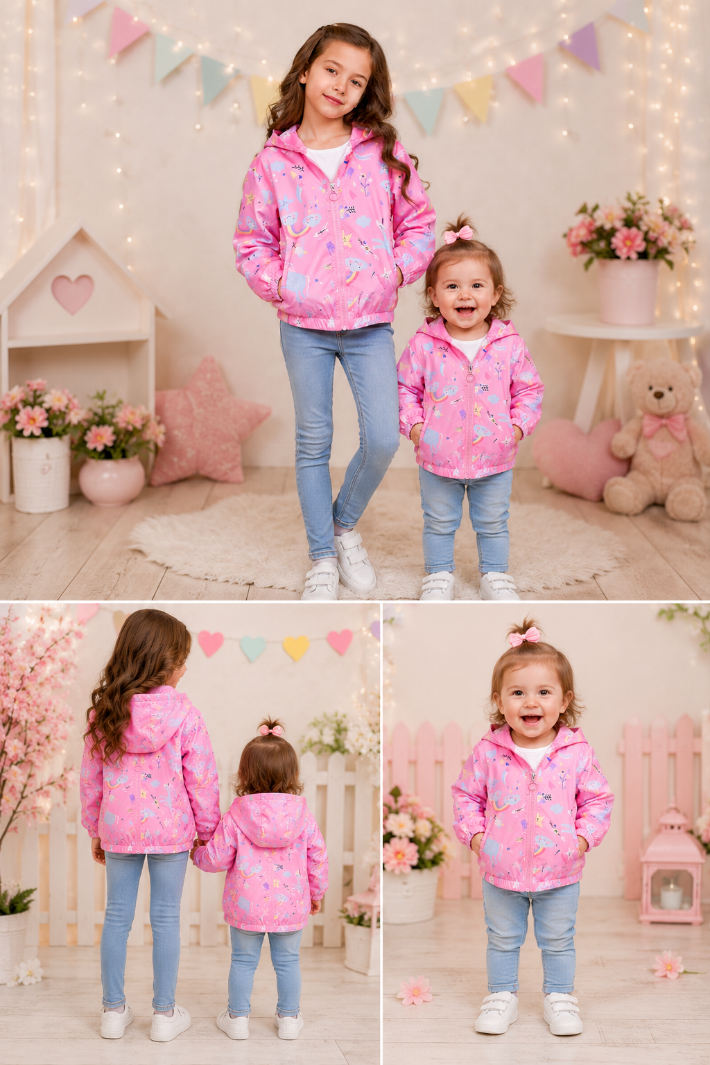 Pink Rainbows and Unicorns Windbreaker Jacket #1001089