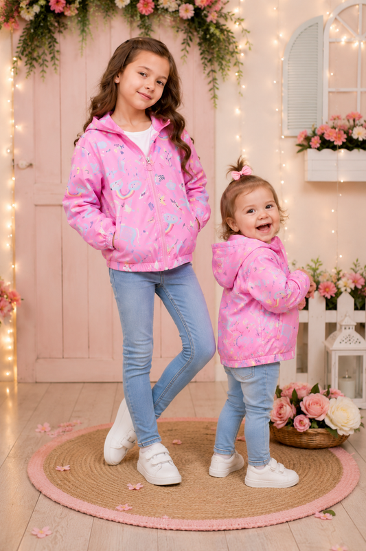 Pink Rainbows and Unicorns Windbreaker Jacket #1001089