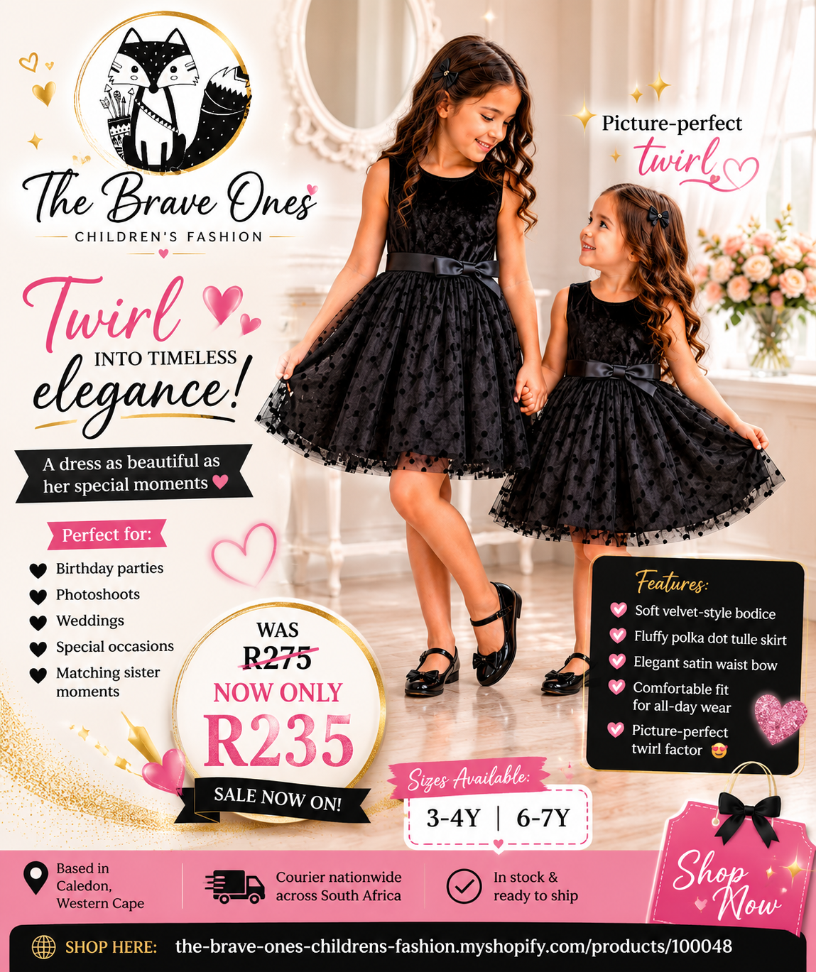 Black Polka Special Occasions Dress #100048