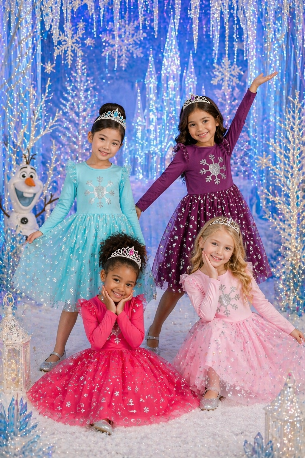 Blue Snow Princess Dress with Embroidered Snowflake #1002001