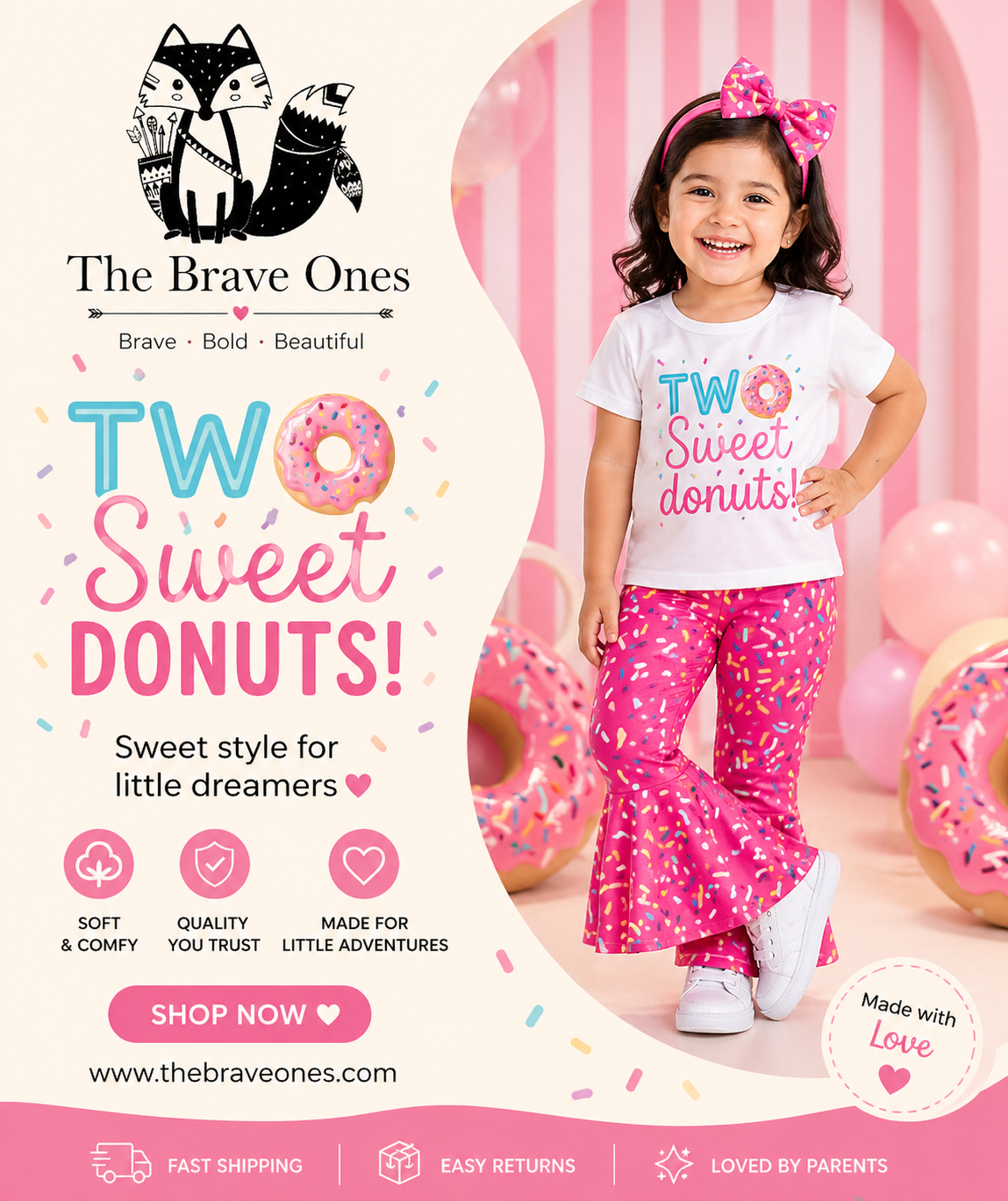 Two Sweet Donuts T-shirt with Bell Bottoms and Headband  #1000284