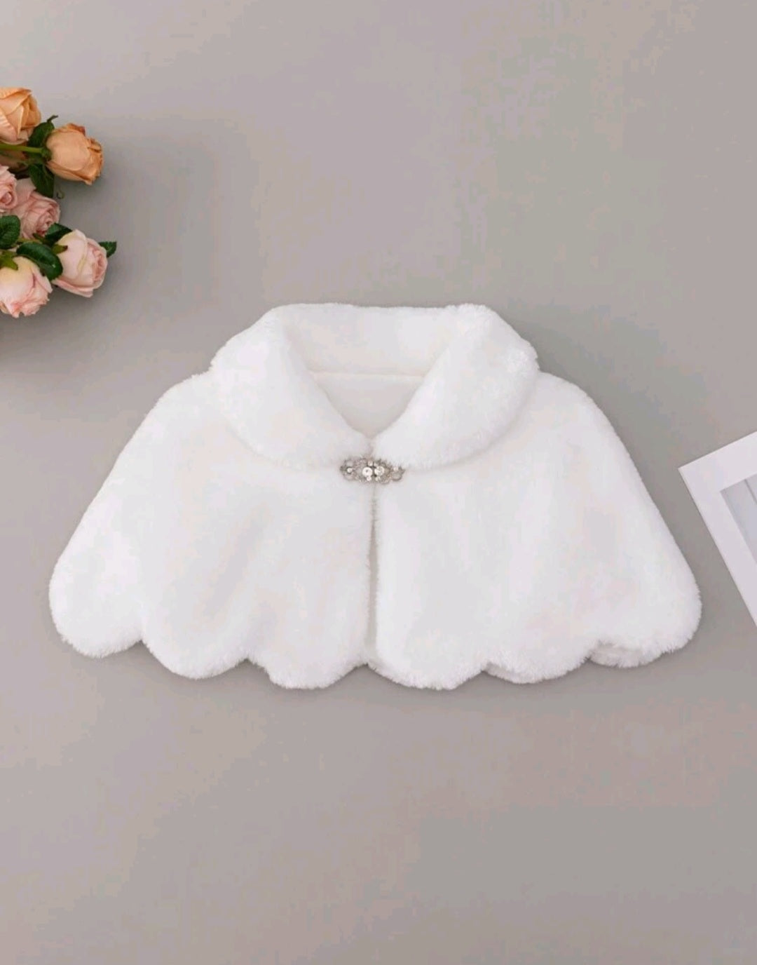 White Fur Shawl With Diamante Detail #1000965