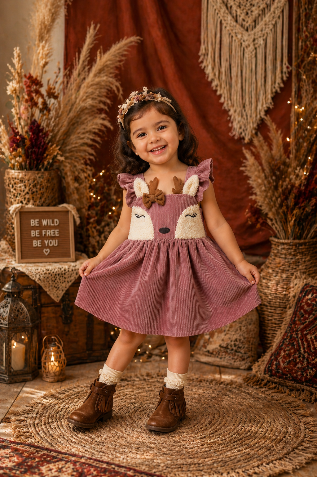 Dusty Pink Corduroy Dress #1001031