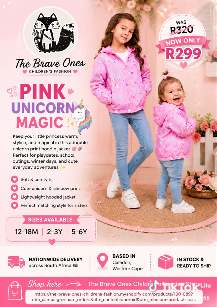 Pink Rainbows and Unicorns Windbreaker Jacket #1001089