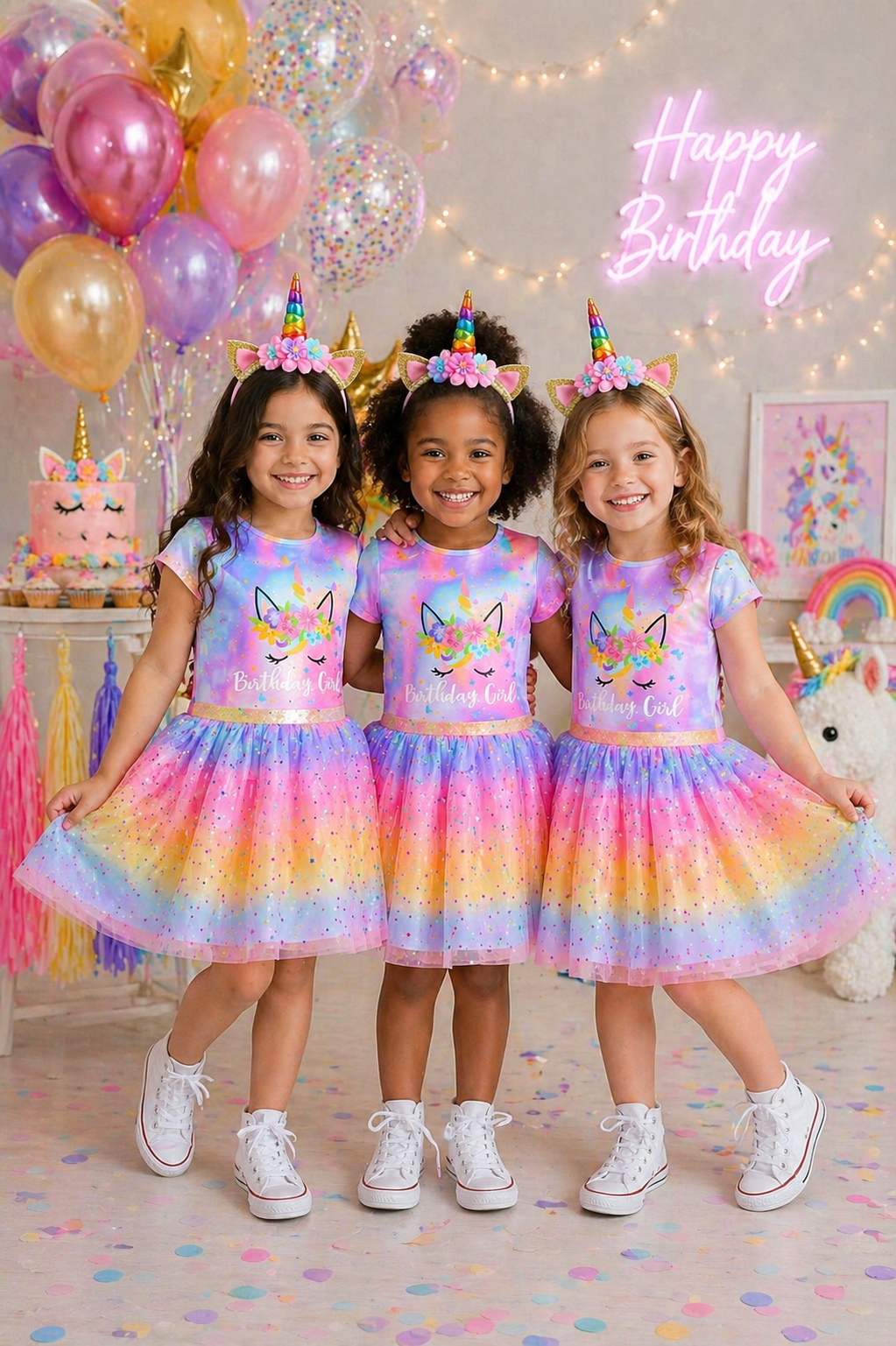 4 PCS Happy Birthday Unicorn Outfit  #1001041