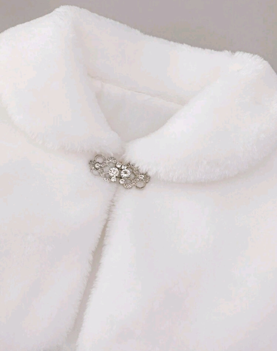 White Fur Shawl With Diamante Detail #1000965
