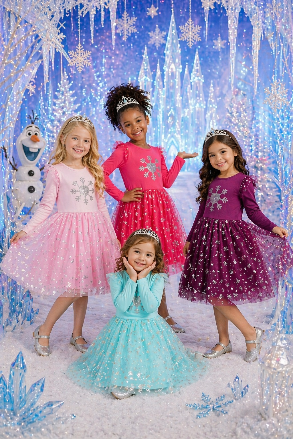 Blue Snow Princess Dress with Embroidered Snowflake #1002001