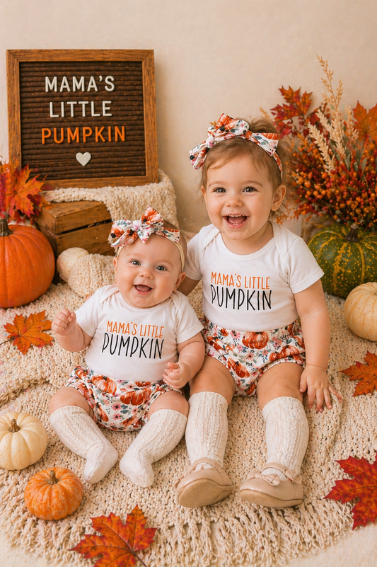 Mama's Little Pumpkin Romper with Bloomer and Headband #1000107